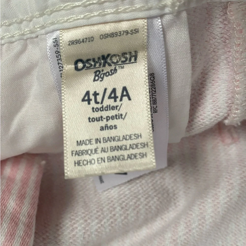 OshKosh B'gosh- toddler girl Overalls 4T pink stripe spring summer pinstripe